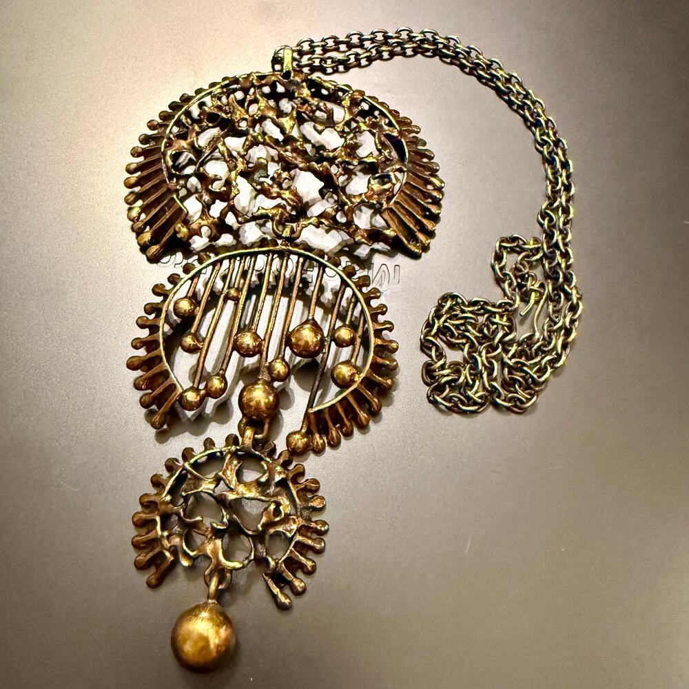 Hannu Ikonen Finland Bronze Brutalist Vintage 70s Necklace
